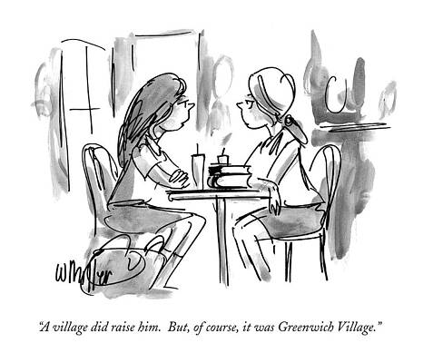 Two Women Conversing at a Cafe Wall Art