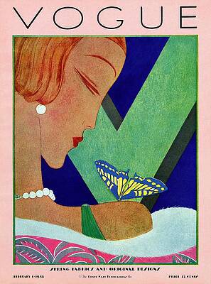 Woman with Butterfly on Vogue Cover Wall Art