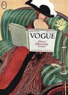 Furniture Photograph - A Vogue Cover Of A Woman Reading A Vogue Book by George Wolfe Plank