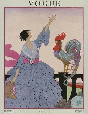 Chicken Wall Art featuring the photograph A Vogue Cover Of A Woman With A Rooster by Helen Dryden