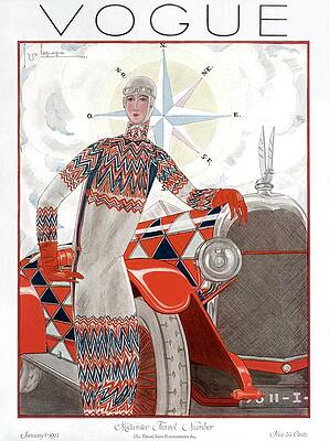 Vintage Vogue Cover with Car Photograph