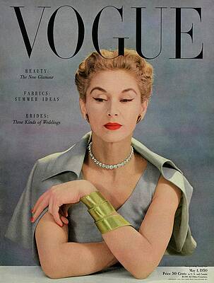 Elegant Vogue Magazine Cover 1950 Wall Art