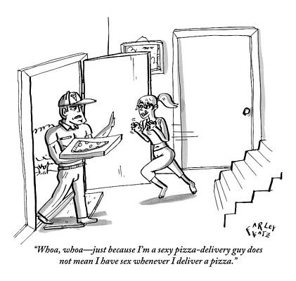 Sexy Drawing - A Voracious Woman Lunges Towards An Attractive by Farley Katz