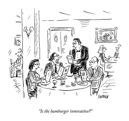 Restaurant Waiter and Dining Couple Wall Art