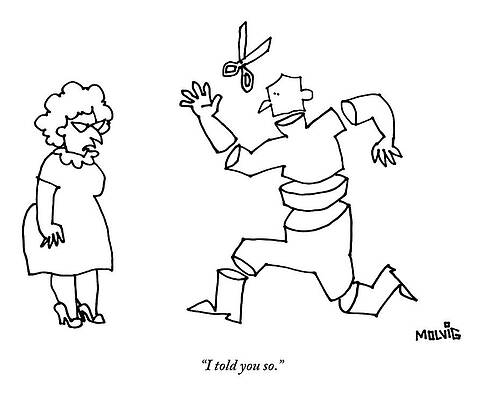 Slice Drawing - A Wife Looks Disapprovingly At Her Husband Whose by Ariel Molvig