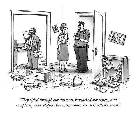 Humorous Police Investigation Cartoon Wall Art