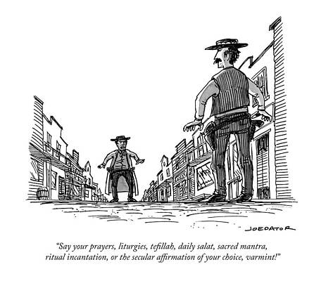 Prayer Drawing - A Wild West Duel by Joe Dator