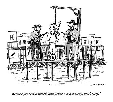 Naked Drawing - A Wild West Sheriff And Deputy Are About To Hang by Joe Dator