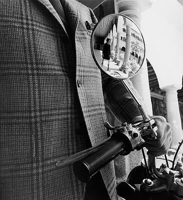 Reflection in Motorcycle Mirror Wall Art