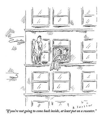 Cold Drawing - A Woman And A Policeman Look Out Of The Window by Barbara Smaller