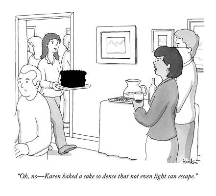 Baking Drawing - A Woman Approaches A Couple At A Party Carrying by Charlie Hankin