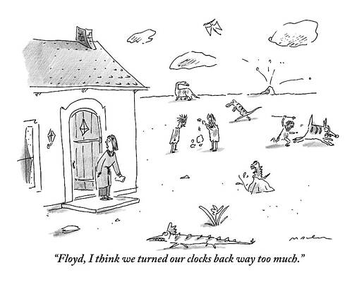 Clock Drawing - A Woman Bends Down To Pick Up The Newspaper by Michael Maslin