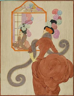 Reflection Digital Art - A Woman By A Mirror by Helen Dryden