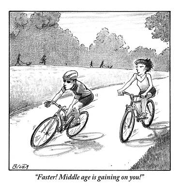 Cyclists Racing in the Park Drawing