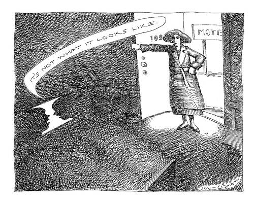 Outline Drawing - A Woman Enters A Motel Room And Confronts by John O'Brien