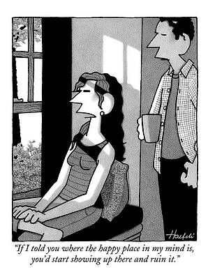 Meditation Wall Art featuring the drawing A Woman Gazes Out Of A Window And Speaks by William Haefeli