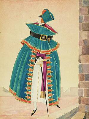 Wall Art featuring the digital art A Woman Holding A Cane by George Wolfe Plank