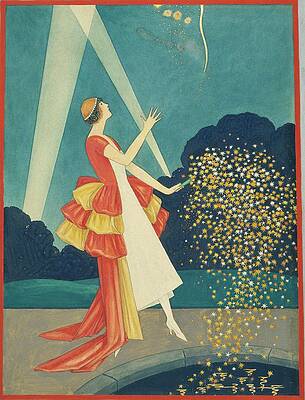 Elegantly Dressed Woman with Stars Wall Art