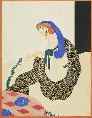 Pattern Digital Art - A Woman In A White Gown And Leopard Sash by Helen Dryden