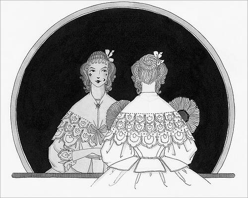 Reflection Digital Art - A Woman Looking At Herself In The Mirror by Claire Avery