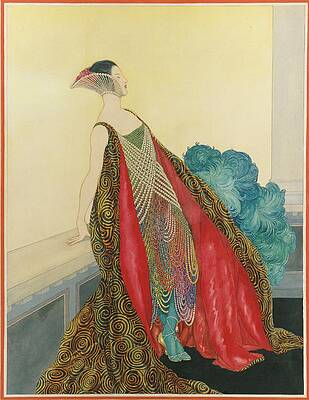 Wall Art featuring the digital art A Woman On A Balcony by George Wolfe Plank