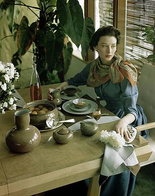 Elegant Woman at Breakfast Table Photograph