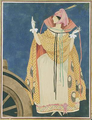 Wall Art featuring the digital art A Woman Tying A Cape by George Wolfe Plank