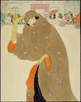 Winter Digital Art - A Woman Wearing A Brown Coat by Helen Dryden