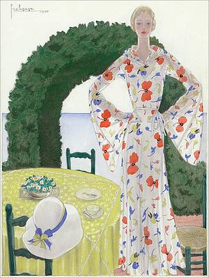 Pattern Digital Art - A Woman Wearing A Floral Dress by Georges Lepape