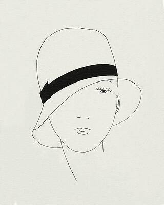 Elegant Woman in Cloche Hat Print