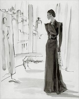 Reflection Digital Art - A Woman Wearing A House-coat by Rene Bouet-Willaumez