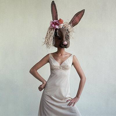 Woman with Bunny Head Mask Wall Art