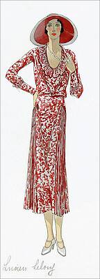 Red Digital Art - A Woman Wearing A Red Dress By Lucien Lelong by David