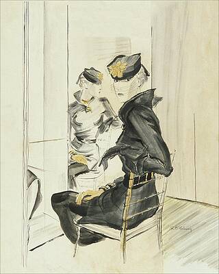 Reflection Digital Art - A Woman Wearing A Toque By J Suzanne Talbot by Rene Bouet-Willaumez