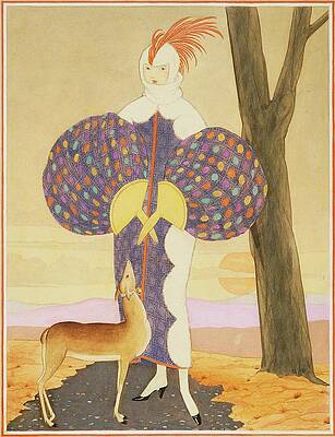 Wall Art featuring the digital art A Woman With A Deer by George Wolfe Plank