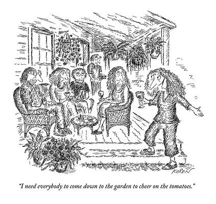 Garden Gathering with Tomatoes Drawing