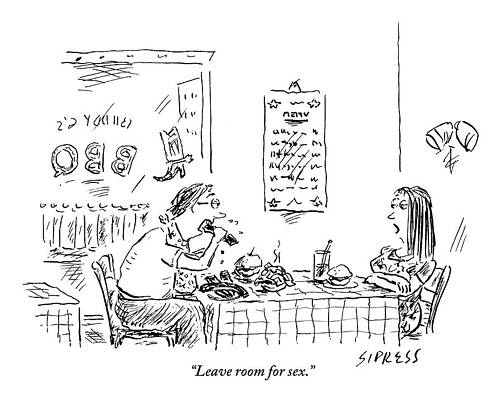 Humorous Dinner Date Cartoon Drawing