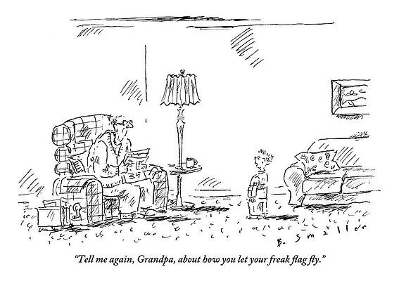 Father Drawing - A Young Boy Asks His Grandfather by Barbara Smaller