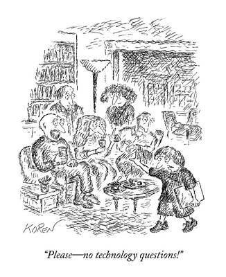 People Drawing - A Young Boy Walks Through A Room Of Adults by Edward Koren