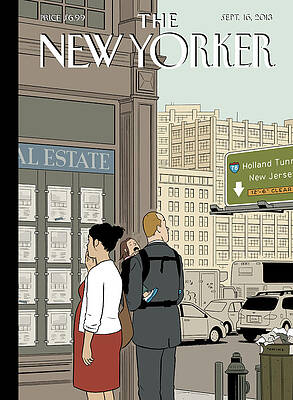 City Street with New Yorker Cover Painting