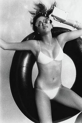 Stylish Woman Relaxing with Phone Wall Art