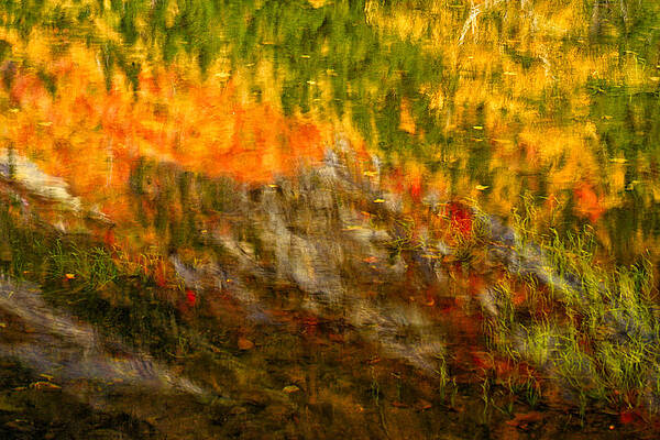 Wall Art featuring the photograph Abstract Autumn Reflections Crawford Notch NH by Jeff Sinon
