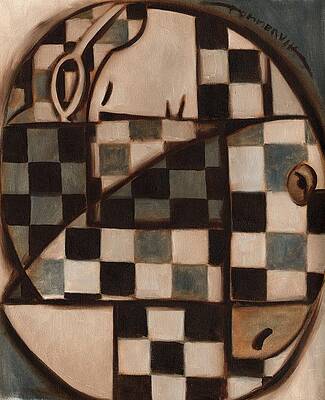 Geometric Wall Art featuring the painting Cubism Horse Racing Jockey Art Print by Tommervik