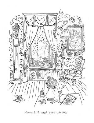 Attractive Drawing - Ack-ack Through Open Window by Saul Steinberg