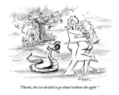 Funny Twist on Adam and Eve Wall Art