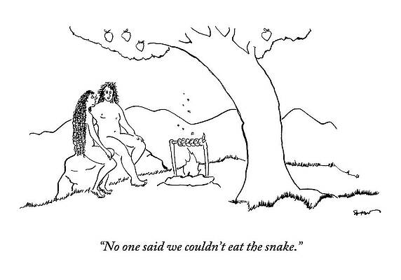 Adam Wall Art featuring the drawing Adam And Eve Sit Under The Forbidden Tree by Michael Shaw