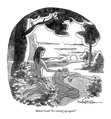 Adam Wall Art featuring the drawing Adam! Look! It's Coming Up Again! by Rowland Wilson