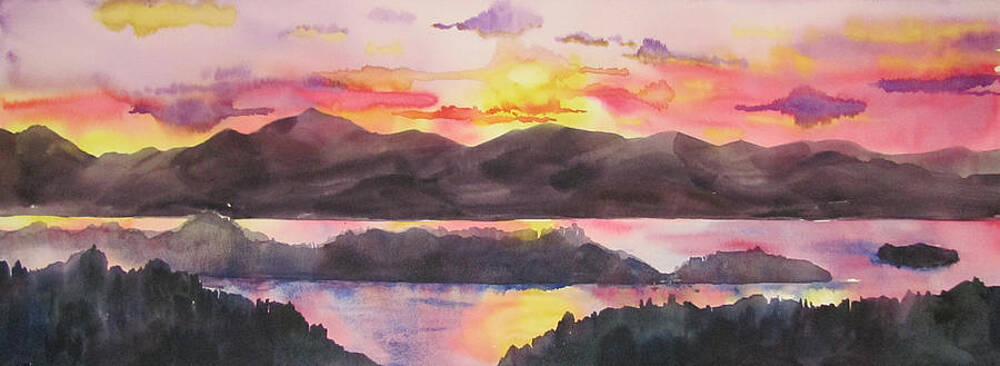 Vibrant Mountain Sunset Painting