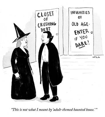 Celebration Drawing - Adult-themed Haunted House by Emily Flake