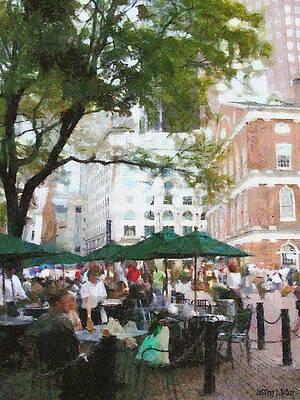 Bustling Outdoor Cafe Scene Wall Art